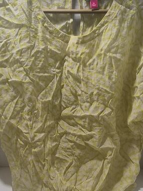 Vince Camuto Yellow Patterned Short-Sleeve Blouse